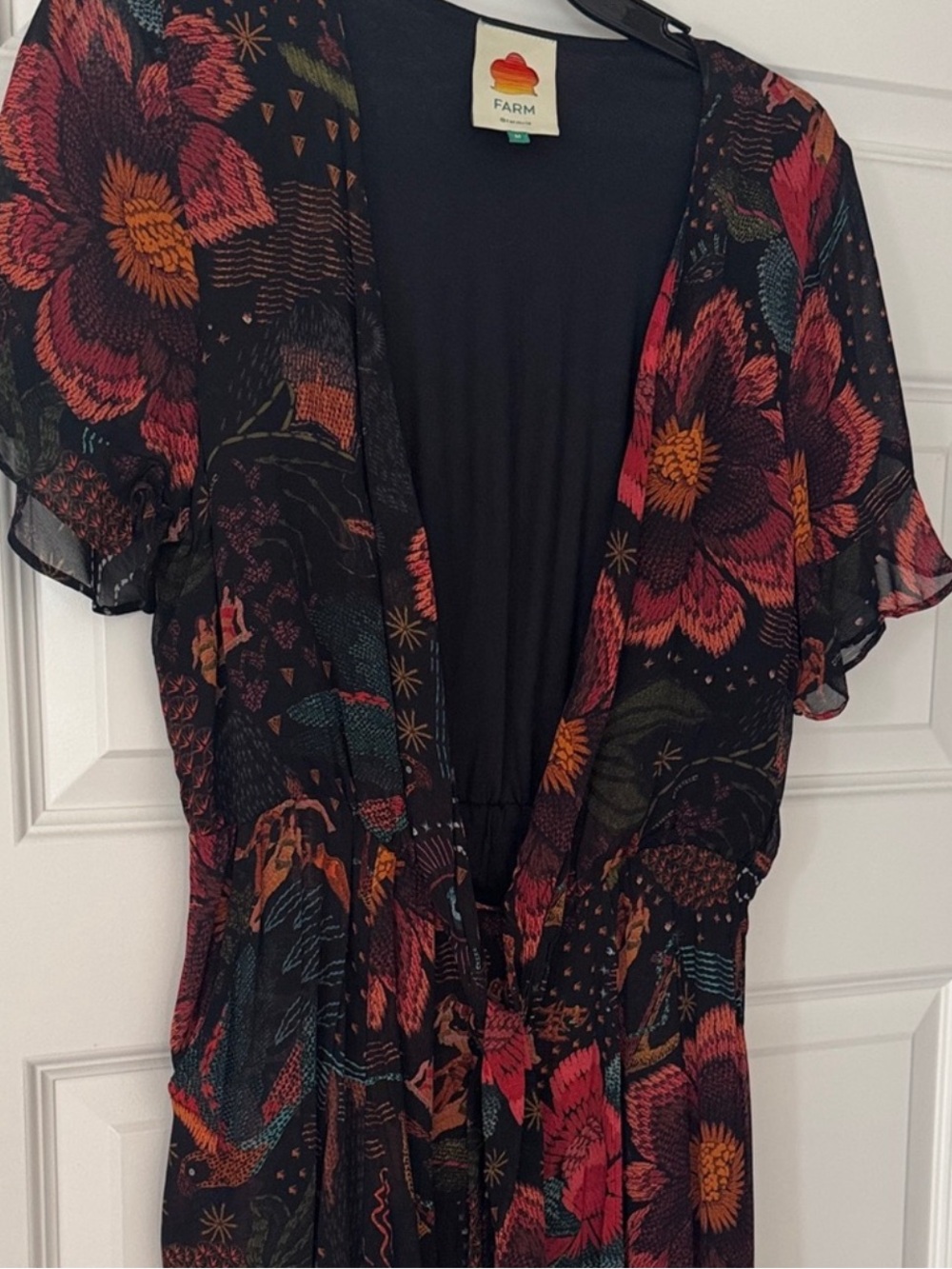 EUC Farm Rio Black River Creatures Maxi Dress M - Picture 2 of 4